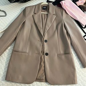 ZARA TAN LEATHER BLAZER